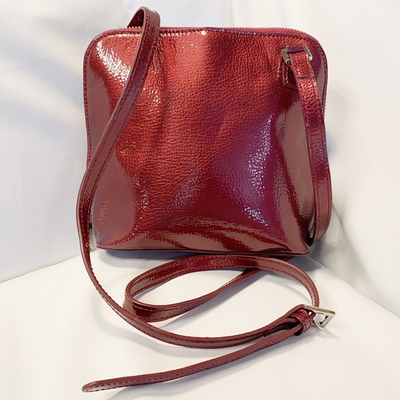 Hobo Camila Metallic Leather Burgundy Crossbody Satchel - Picture 2 of 13